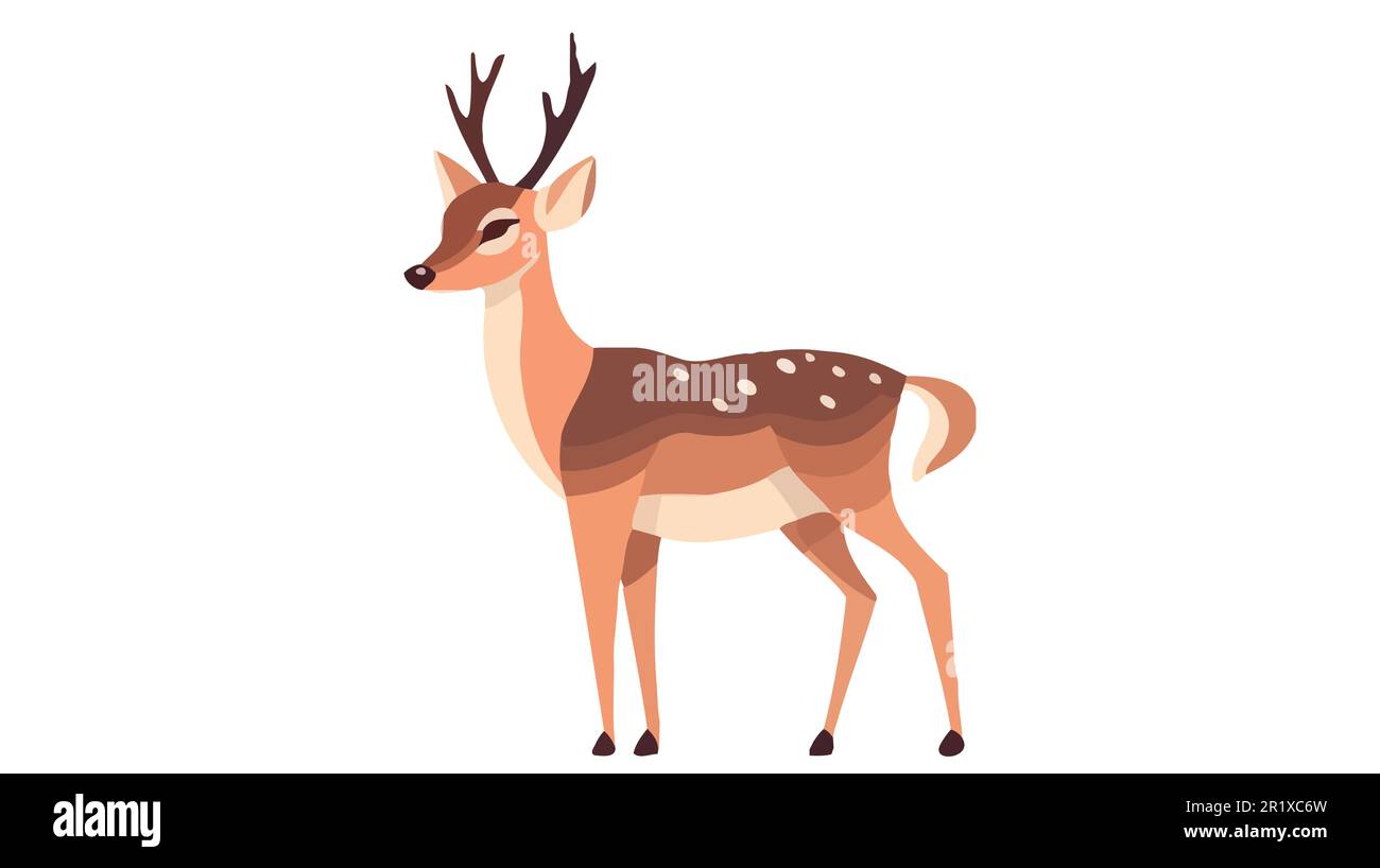 Vector Illustration of Deer isolated on white background Stock Vector ...