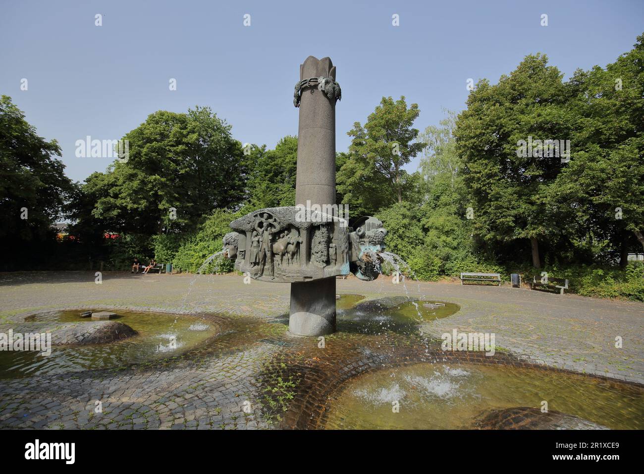 Stefan Andres Fountain, Schweich, Mittelmosel, Moselle, Rhineland-Palatinate, Germany Stock Photo