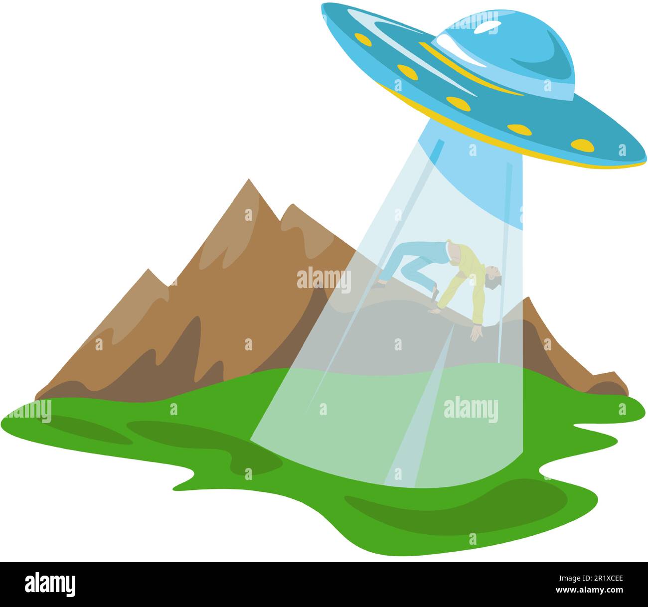 Conspiracy theory, aliens abducting people vector Stock Vector