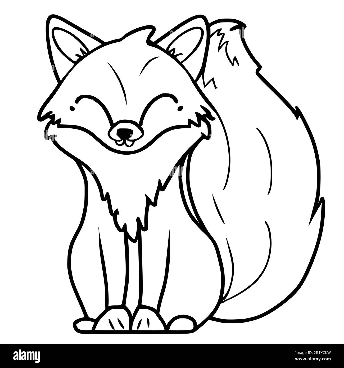 Cute Fox Coloring Pages for Kids Stock Vector