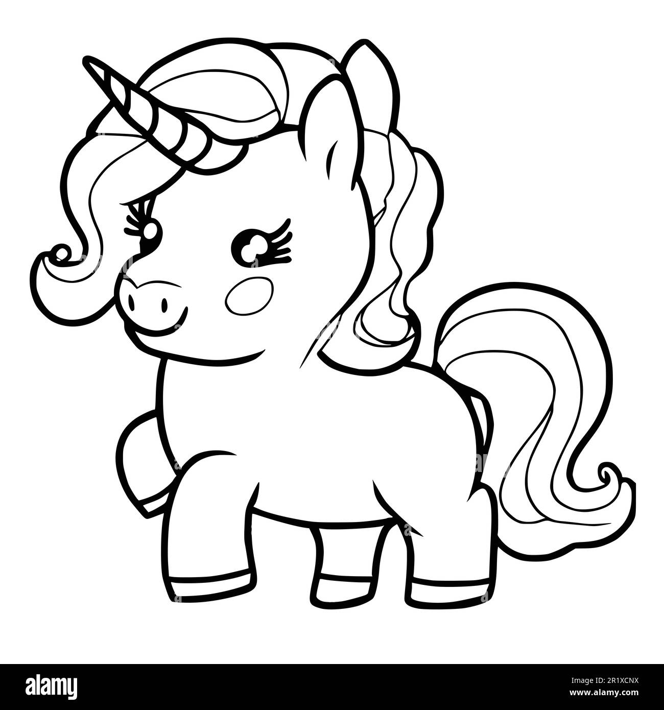 Cute Unicorn Coloring Pages for Kids Stock Vector