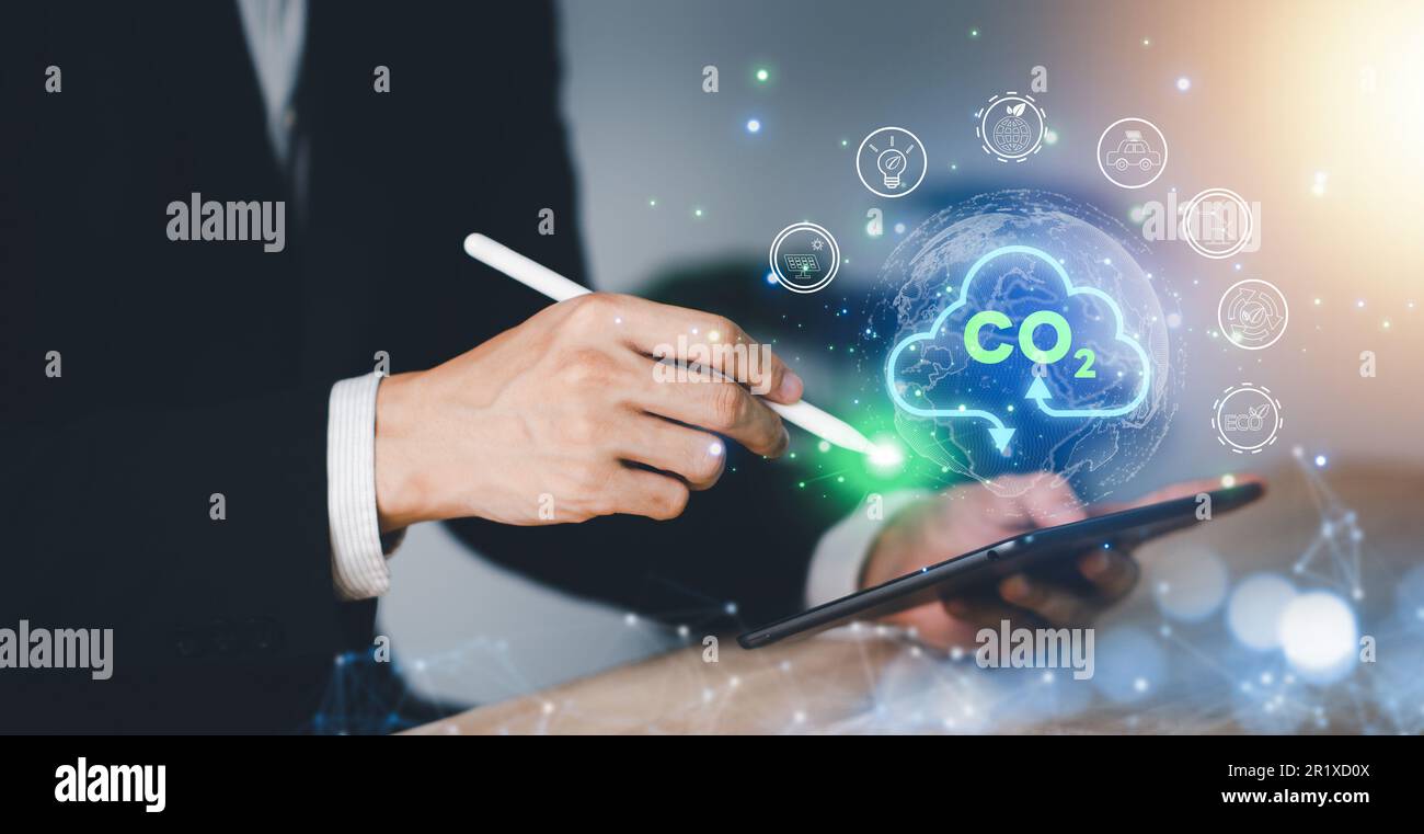 CO2 emission reduction. Net zero and carbon neutral. Renewable energy ...