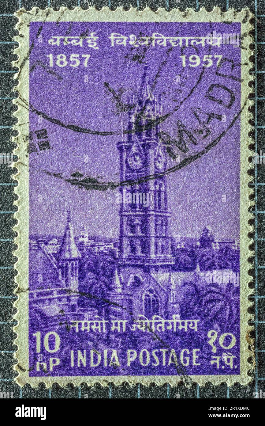 09 25 2013 Vintage Postal Stamp Of The University of Mumbai 1857 1957