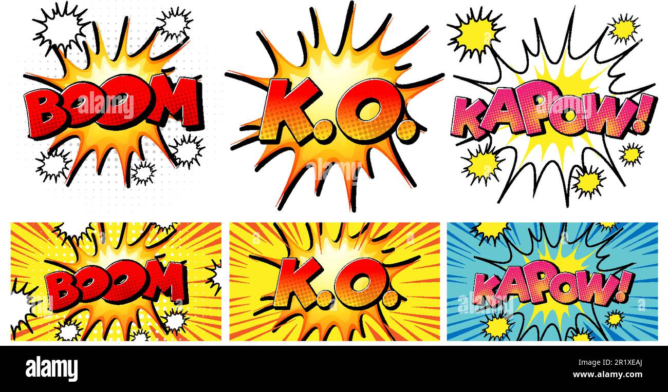 Set of retro comic speech bubble and effect in pop art style ...
