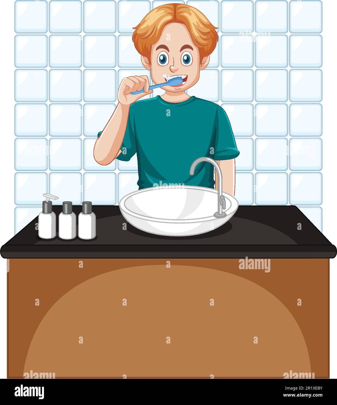 A male teen brushing teeth illustration Stock Vector Image & Art - Alamy