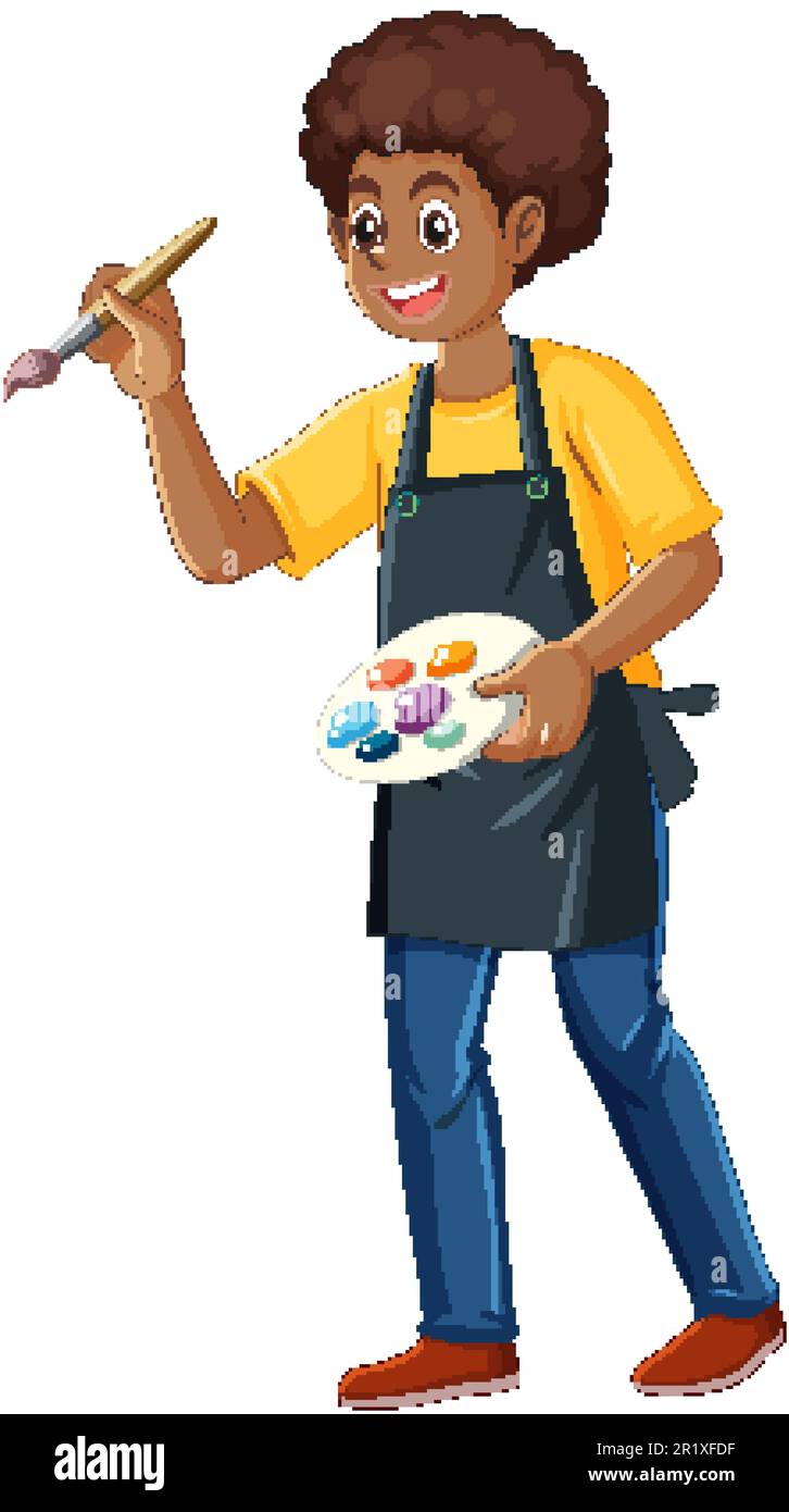 Teenage Boy Holding a Color Palette illustration Stock Vector Image ...