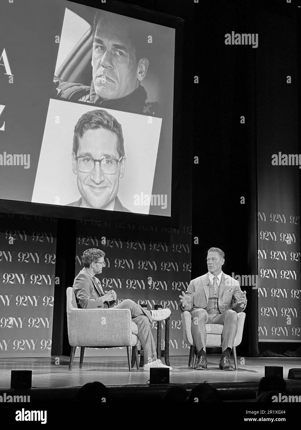 92NY, New York, USA, May 13, 2023 - Josh Horowitz and John Cena take part in a conversation for Fast X at The 92nd Street Y, New York on May 15, 2023. Photo: Giada Papini Rampelotto/EuropaNewswire Stock Photo
