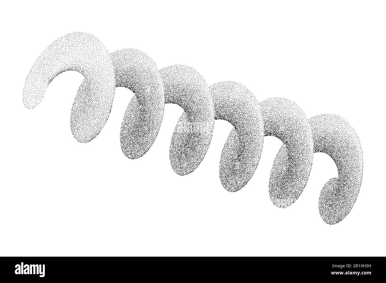 Grainy spring with noise texture. Dotted stipple curve spiral isolated ...