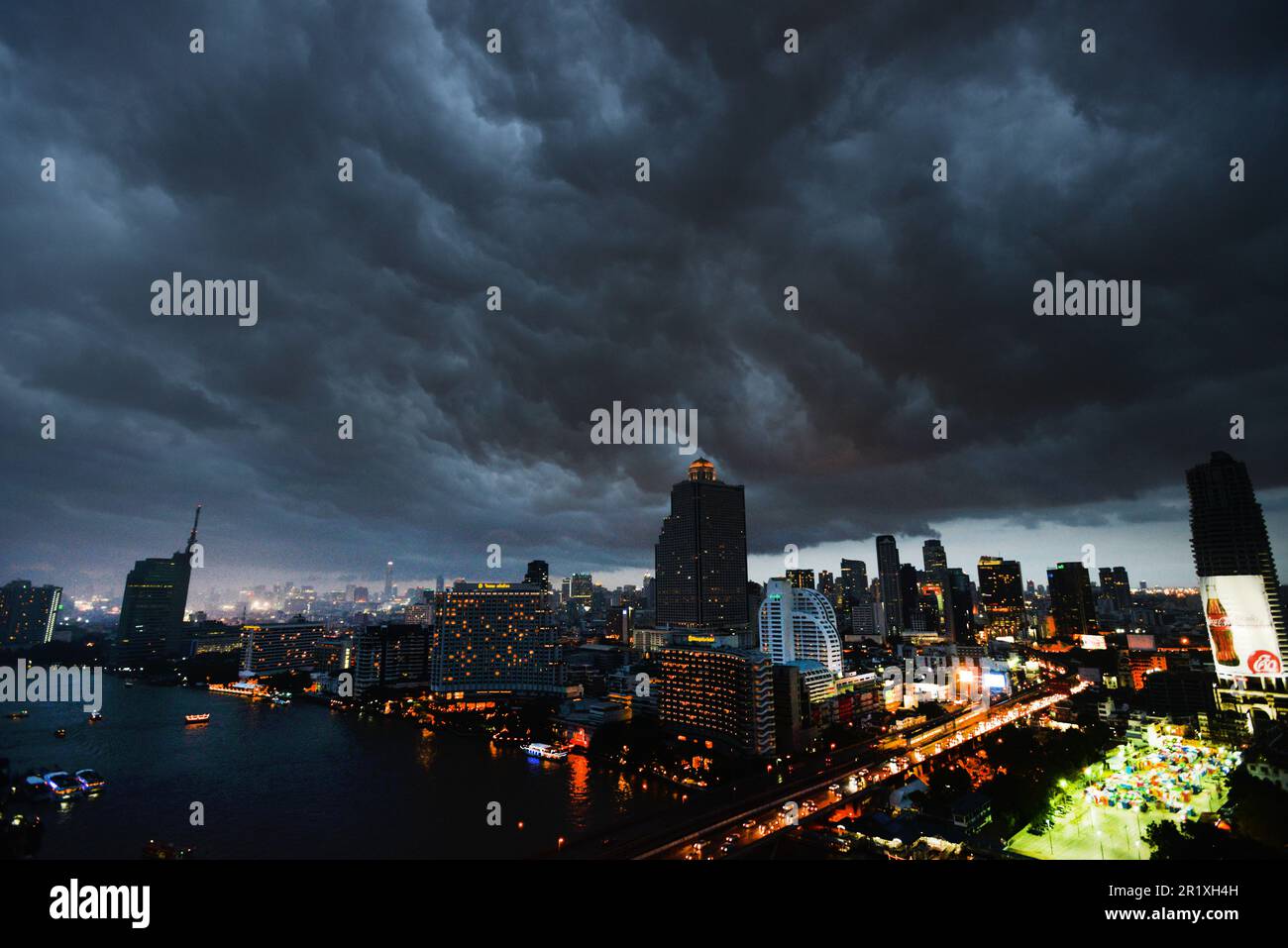 Stormy weather over Bangkok, Thailand. Stock Photo