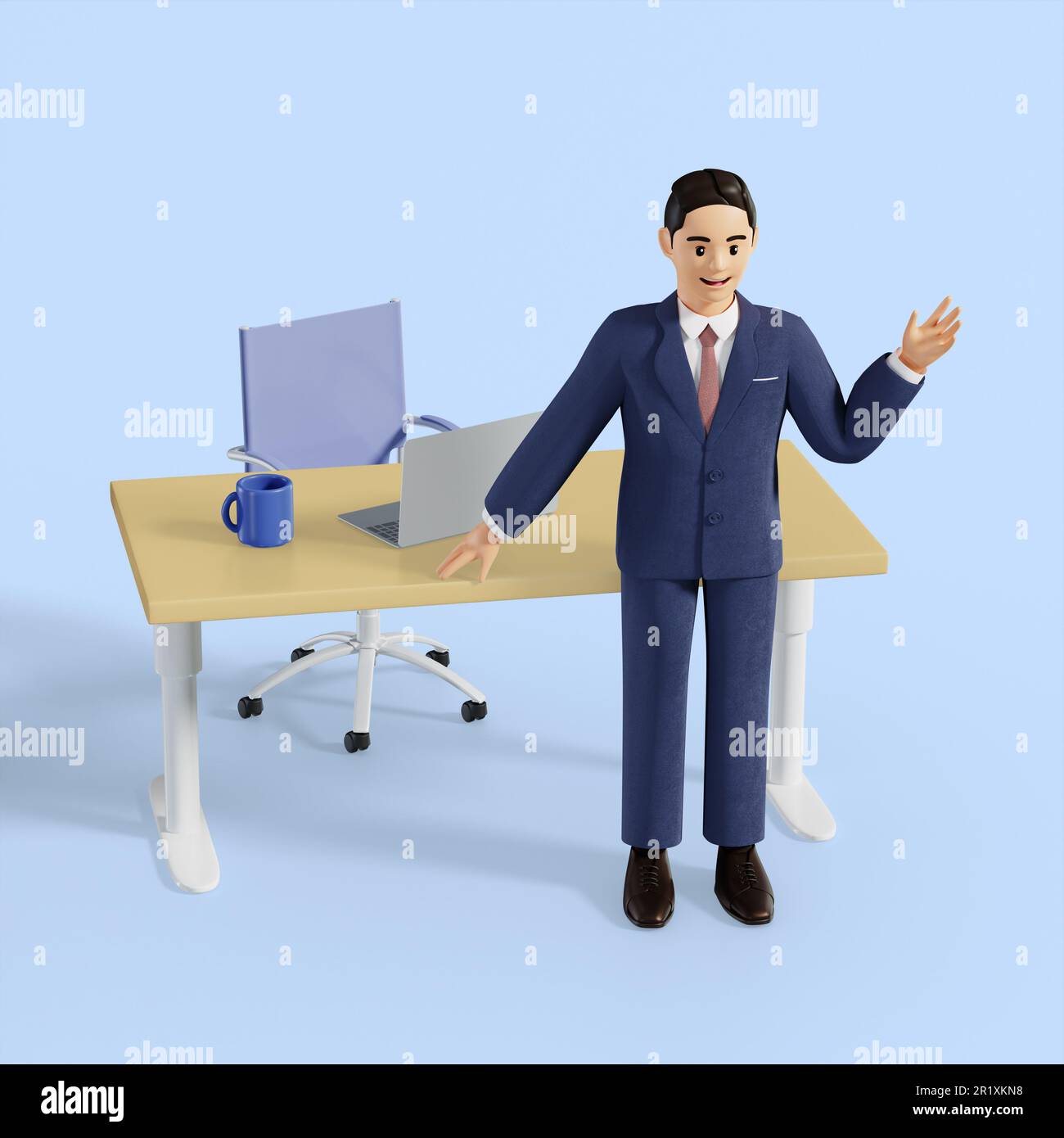 3D business male character in work area Stock Photo - Alamy