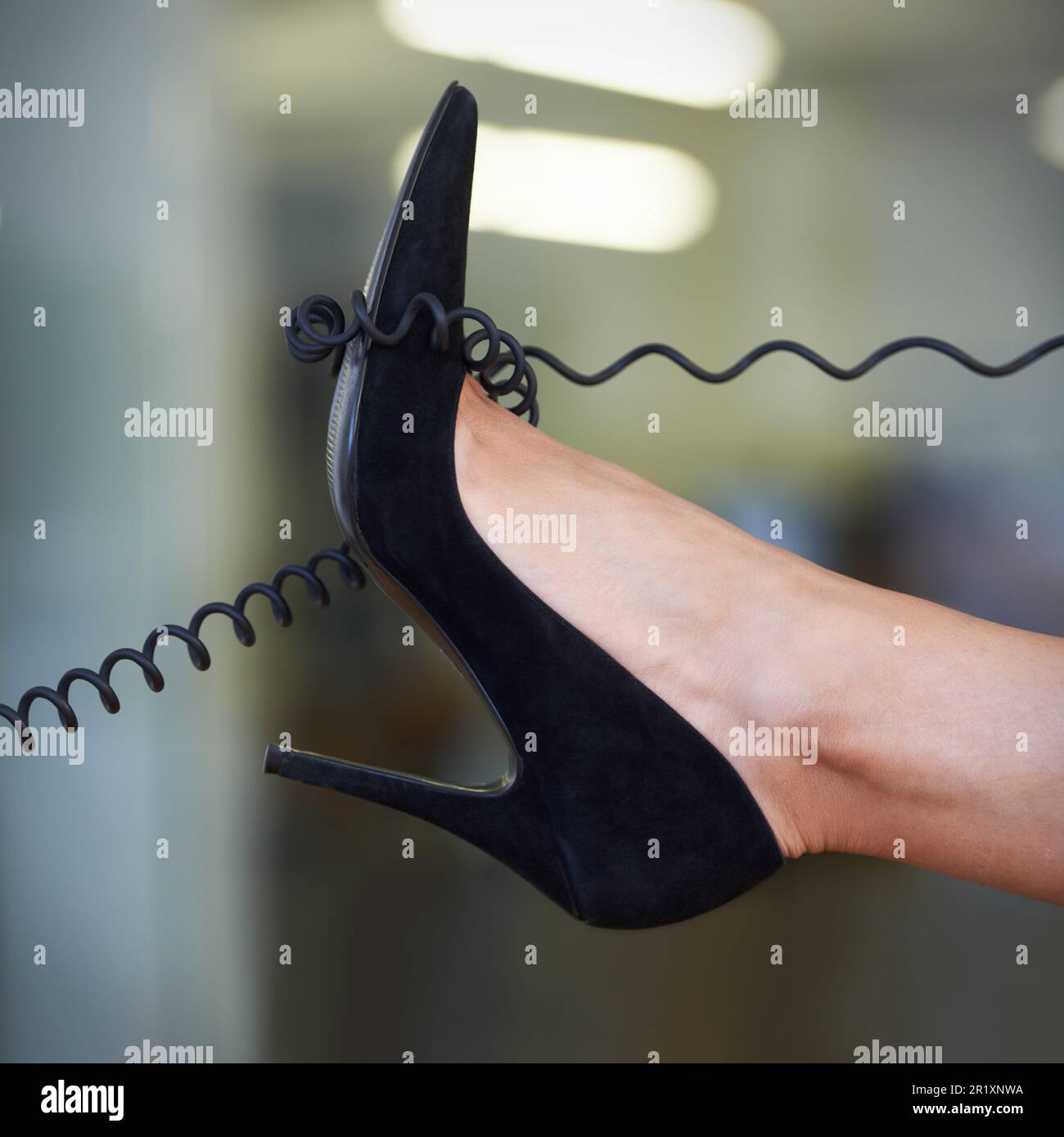 I think these lines got crossed...Cropped image of a telephone wire