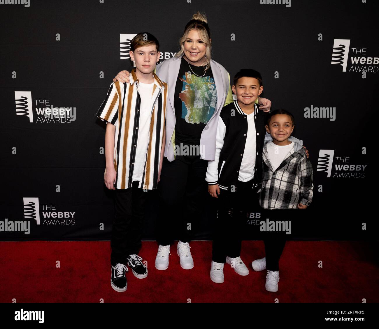 New York, USA. 15th May, 2023. Kailyn Lowry and her sons arrive on the