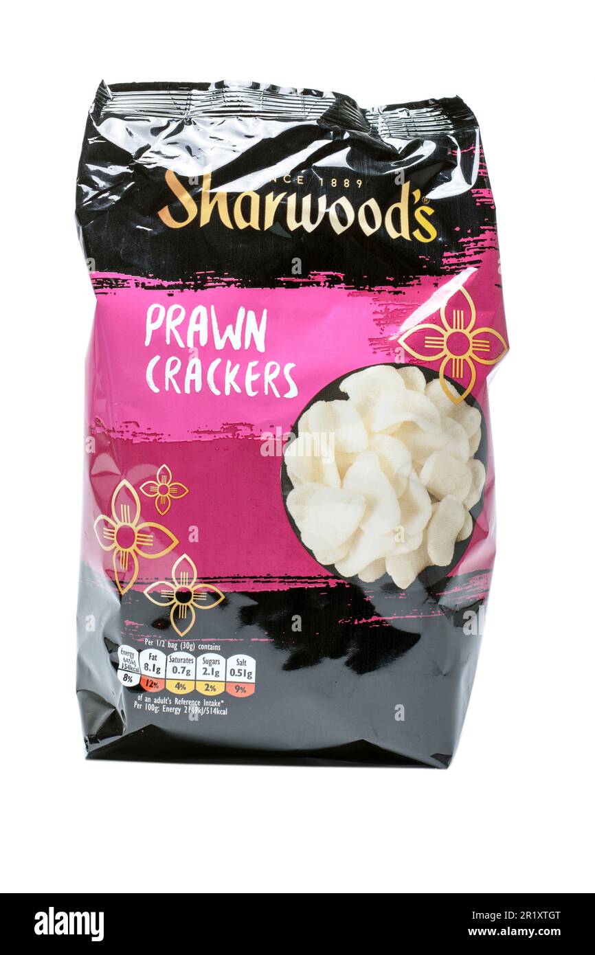 Bag of Sharwoods Ready To Eat Prawn Crackers Stock Photo