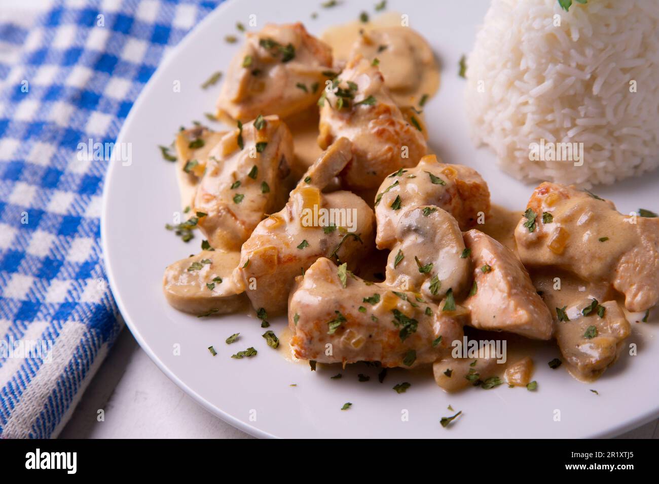 Meat with strogonoff sauce. Traditional Russian recipe Stock Photo Alamy