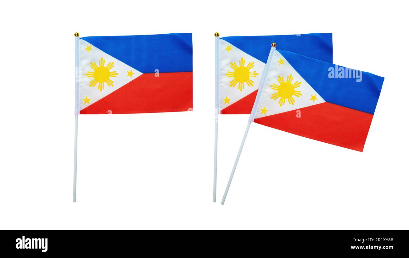 Philippines national flag is isolated over white background Stock Photo