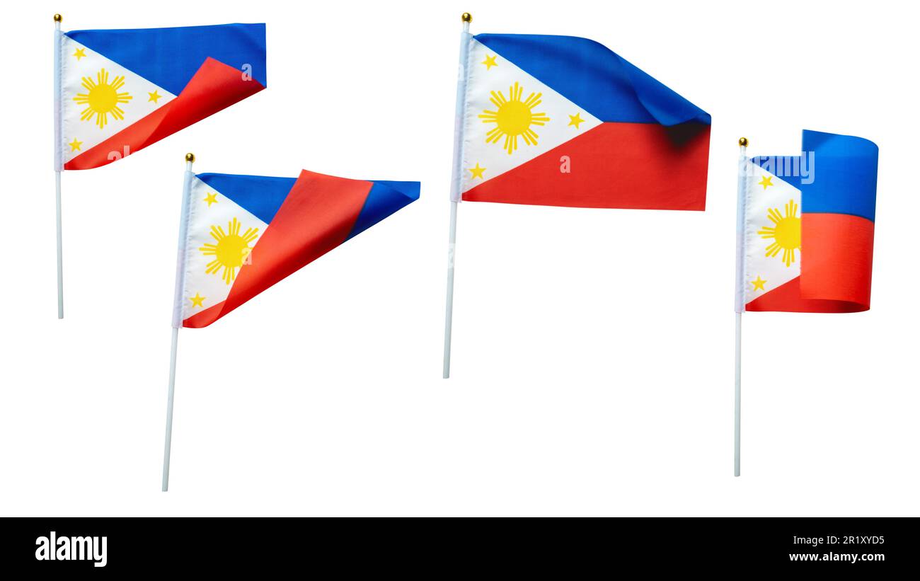 Philippines national flag is isolated over white background Stock Photo
