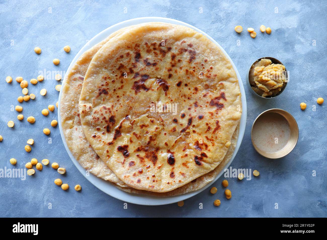 Puran Poli is an Indian sweet flatbread stuffed with chana dal, jaggery