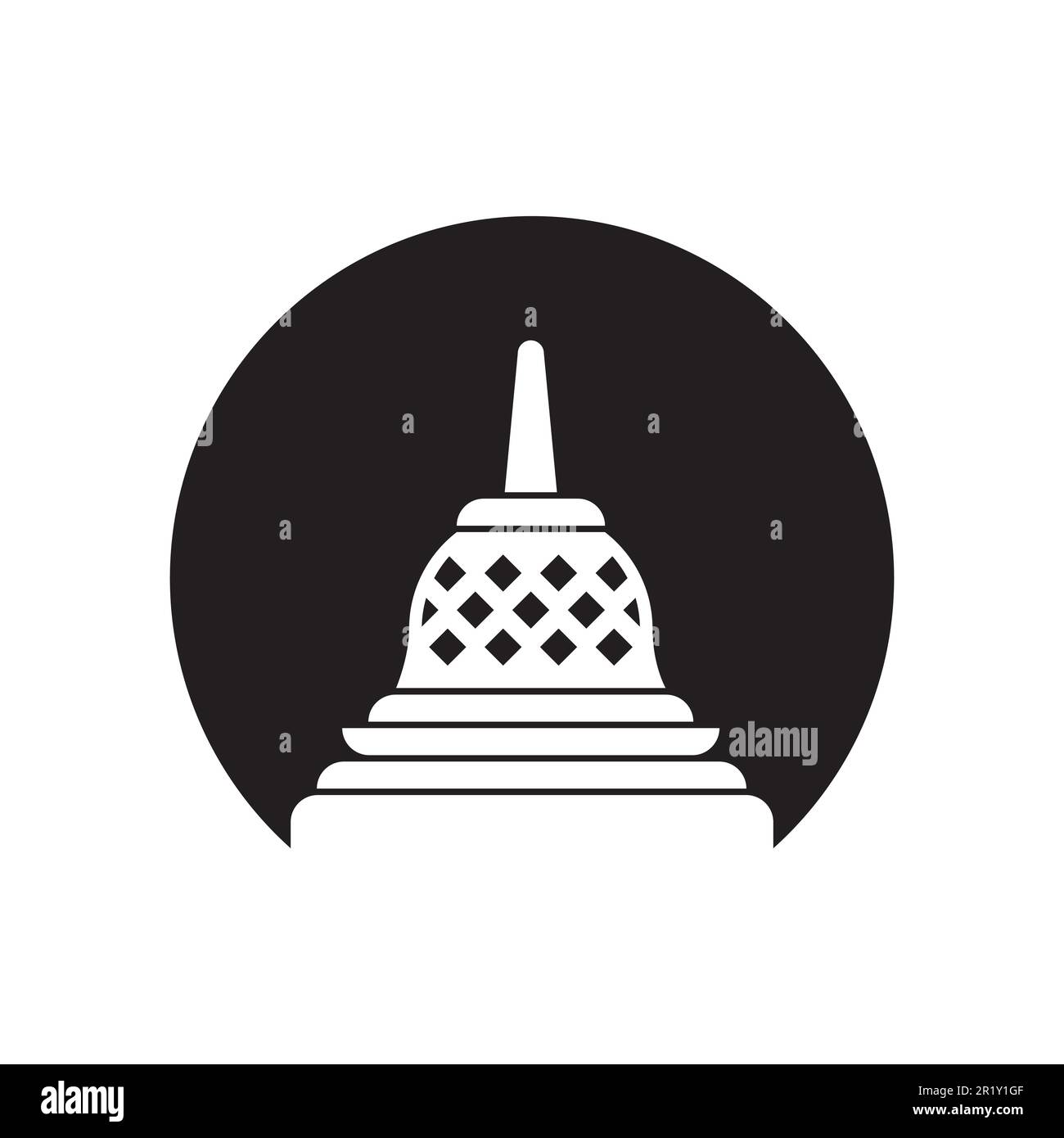 circle stupa borobudur icon vector isolated on white background. Stock Vector