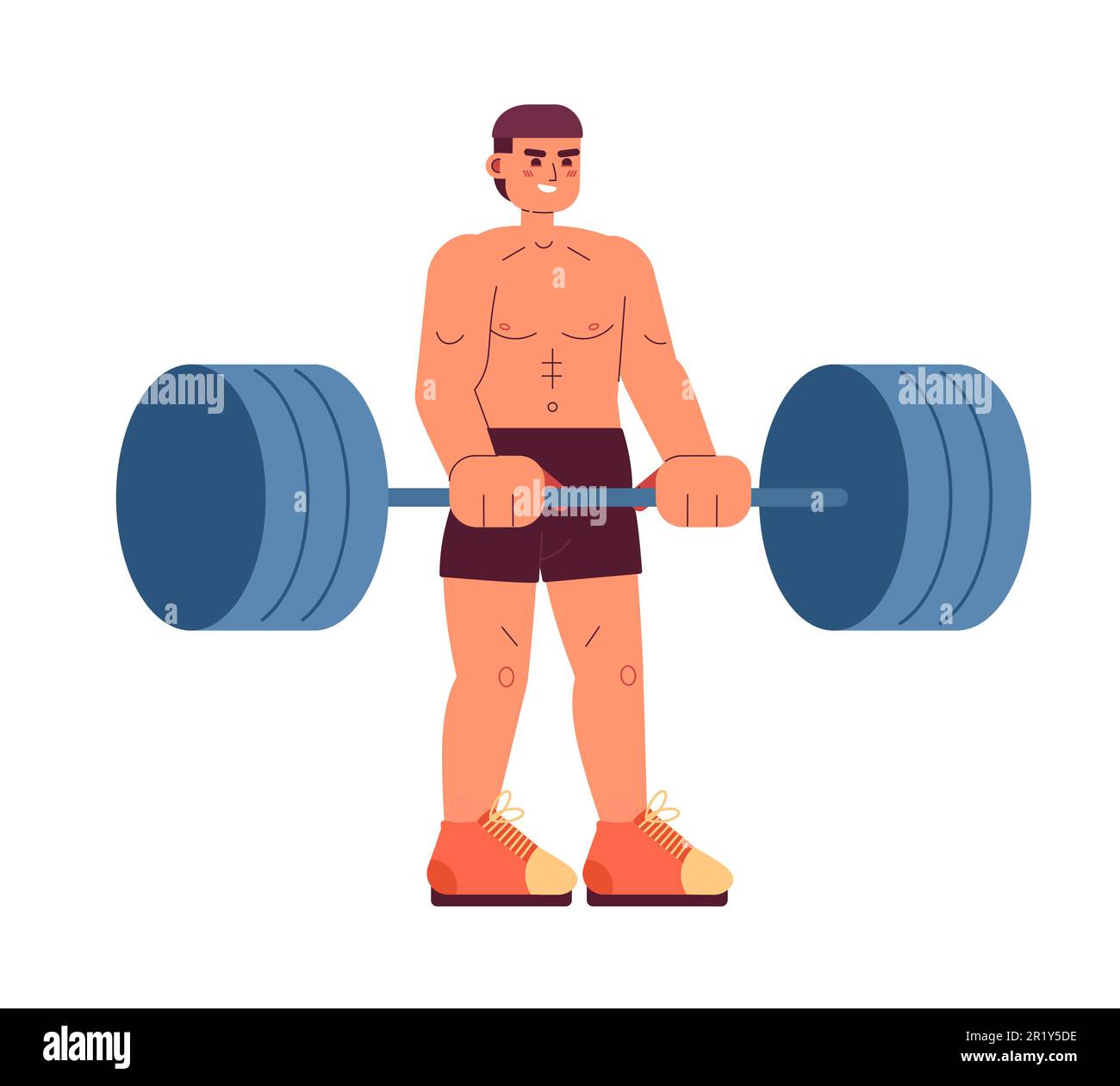 Man doing Sumo Barbell deadlifts exercise. Flat vector