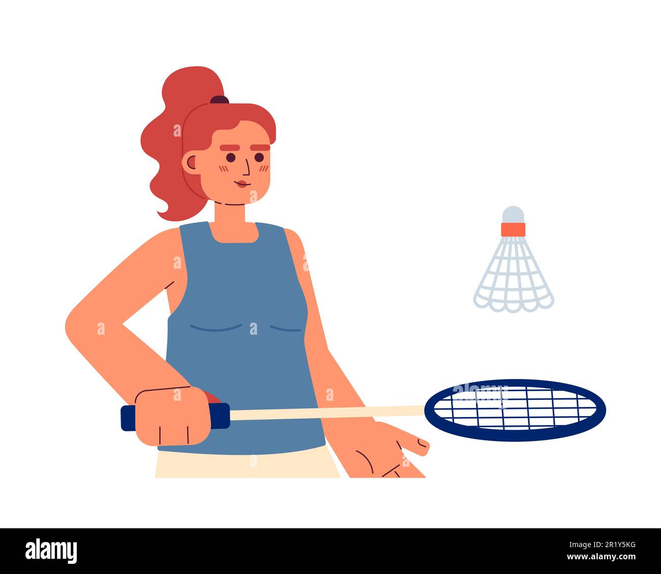 Female spanish player on badminton training semi flat colorful vector