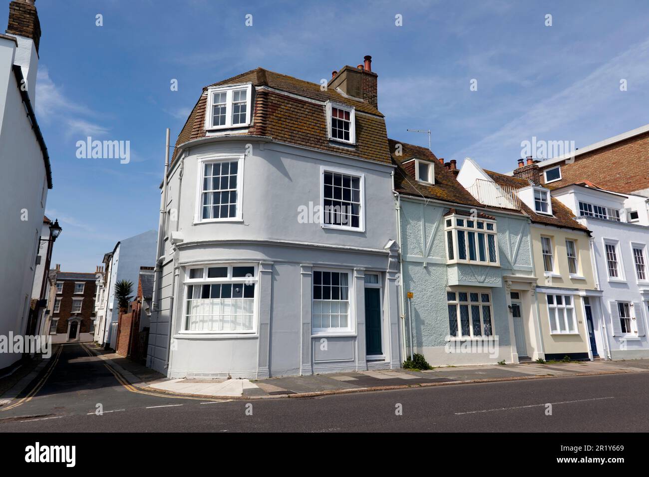 View of Beech Street, at its junction with Silver Street, Deal, Kent Stock Photo