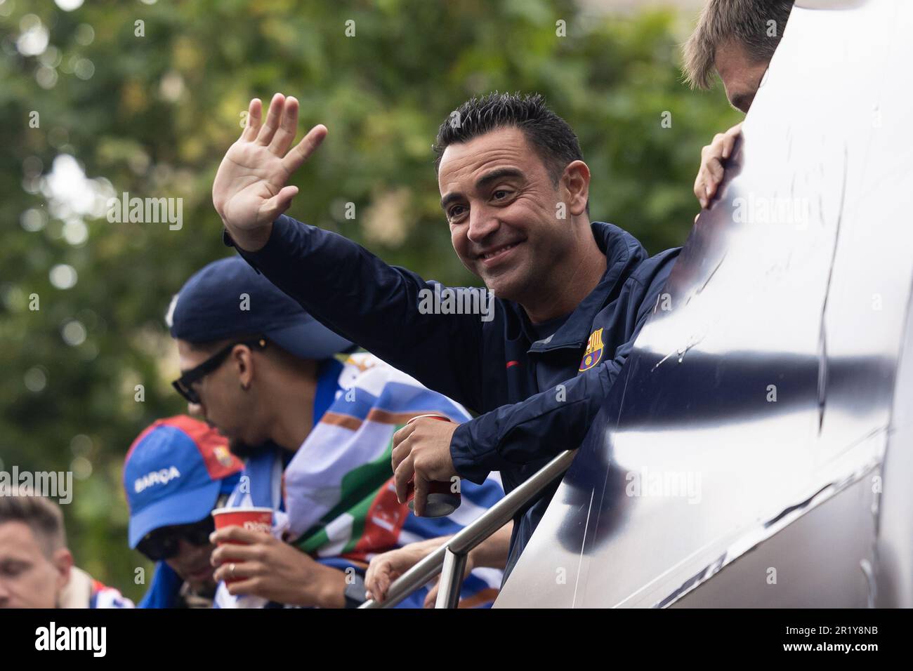 Barcelona, Spain. 15th May, 2023. BARCELONA, SPAIN - MAY 15: .FC Barcelona players during the bus parade of the league title achieved by FC Barcelona for men and women on 15 May 2023 in Barcelona. (Credit Image: © Gerard Franco/DAX via ZUMA Press Wire) EDITORIAL USAGE ONLY! Not for Commercial USAGE! Stock Photo