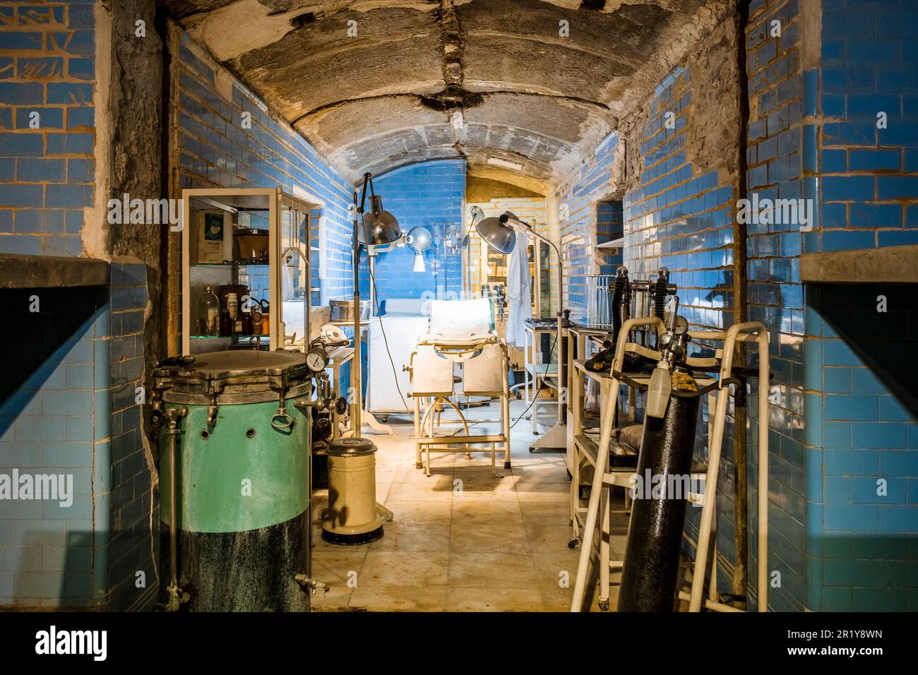 Historical underground hospital was constructed  to protect patients and staff from attack during the Spanish civil war in Almeria, Spain Stock Photo