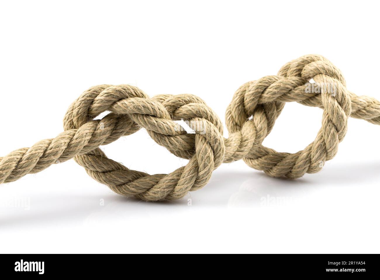 Thin Red String Or Rope With Knots Isolated On White Stock Photo
