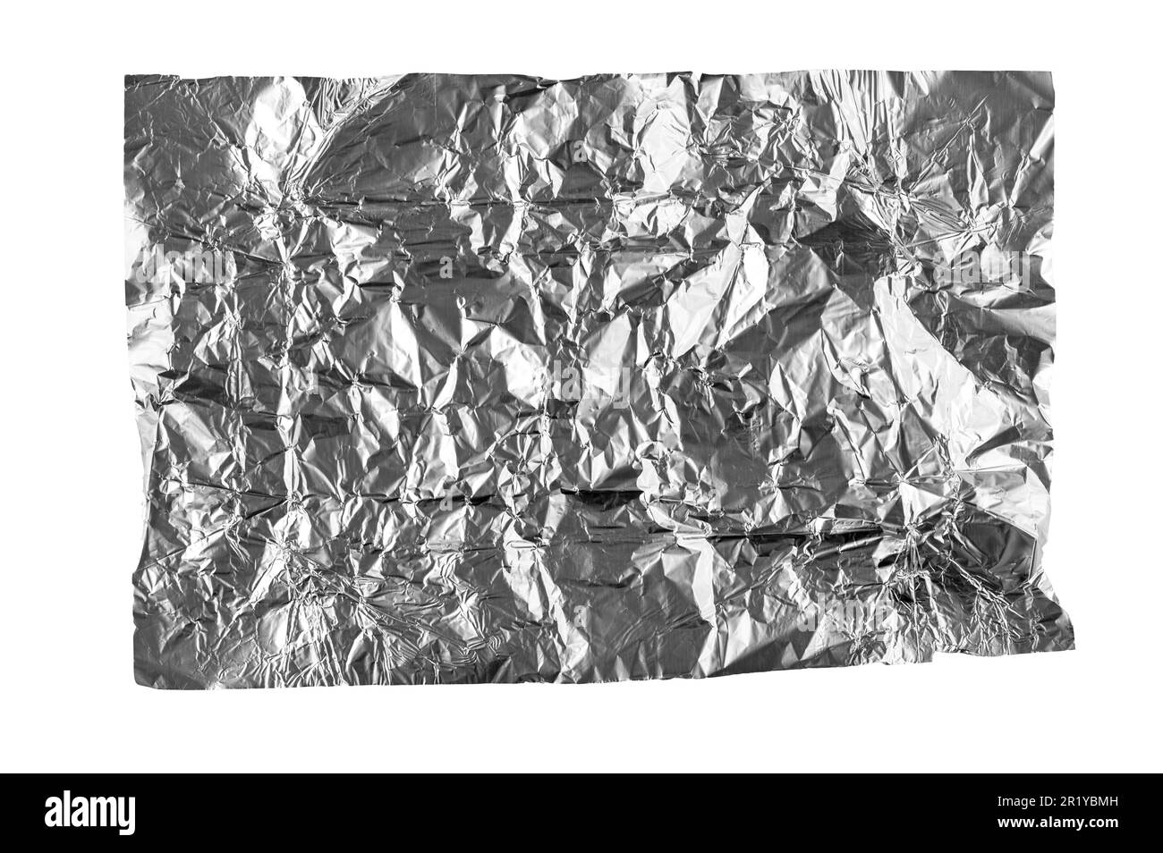 Crumpled foil paper, sheet isolated on white Stock Photo