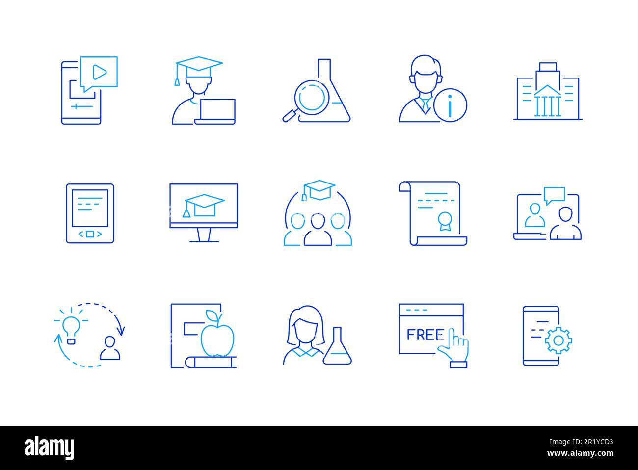 Graduation year - set of modern line design style icons Stock Vector ...