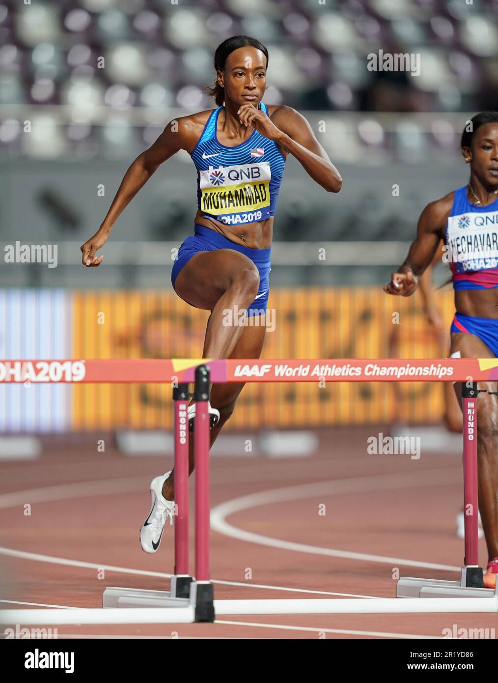 Dalilah MUHAMMAD running the 400m hurdles at the 2019 World Athletics ...