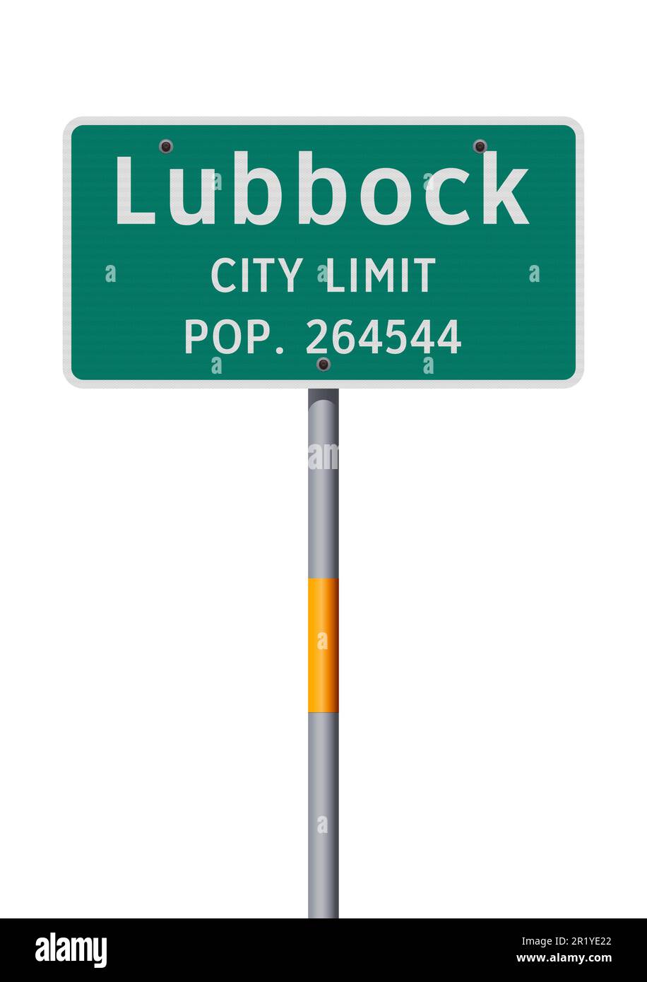 Vector illustration of the Lubbock (Texas) City Limit green road sign on metallic pole Stock Vector