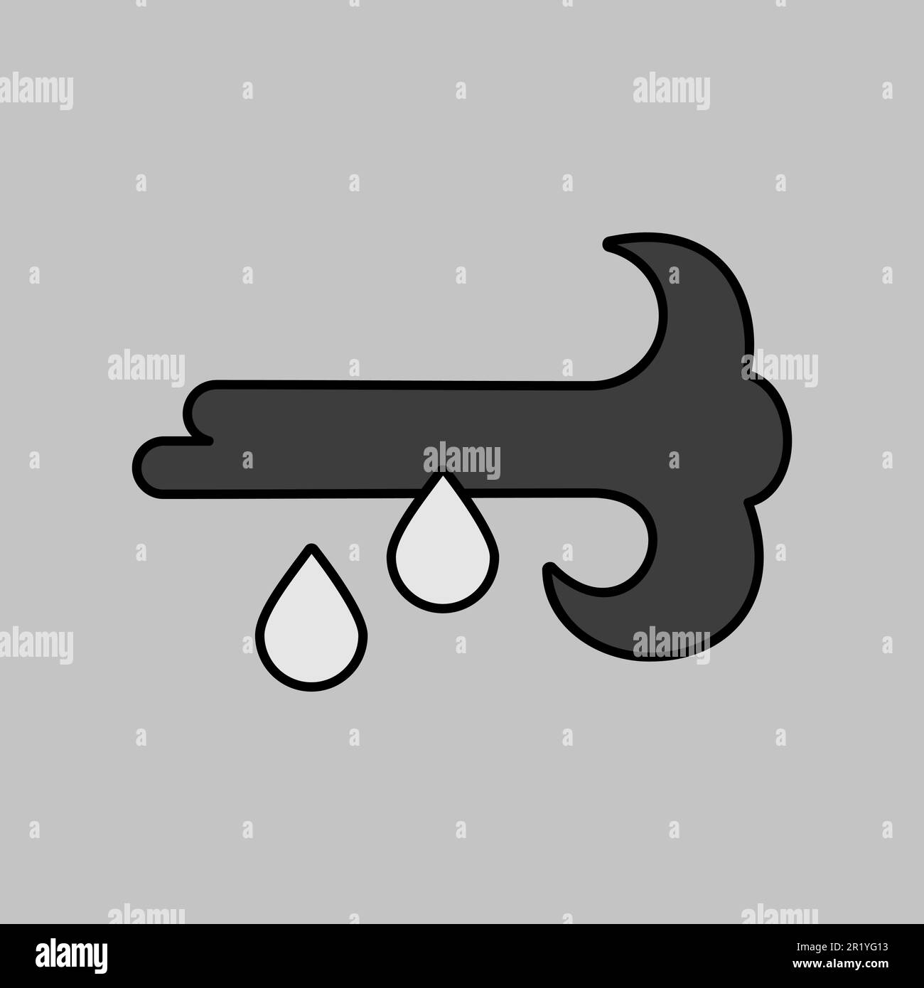 Wind rain vector grayscale icon. Meteorology sign. Graph symbol for ...