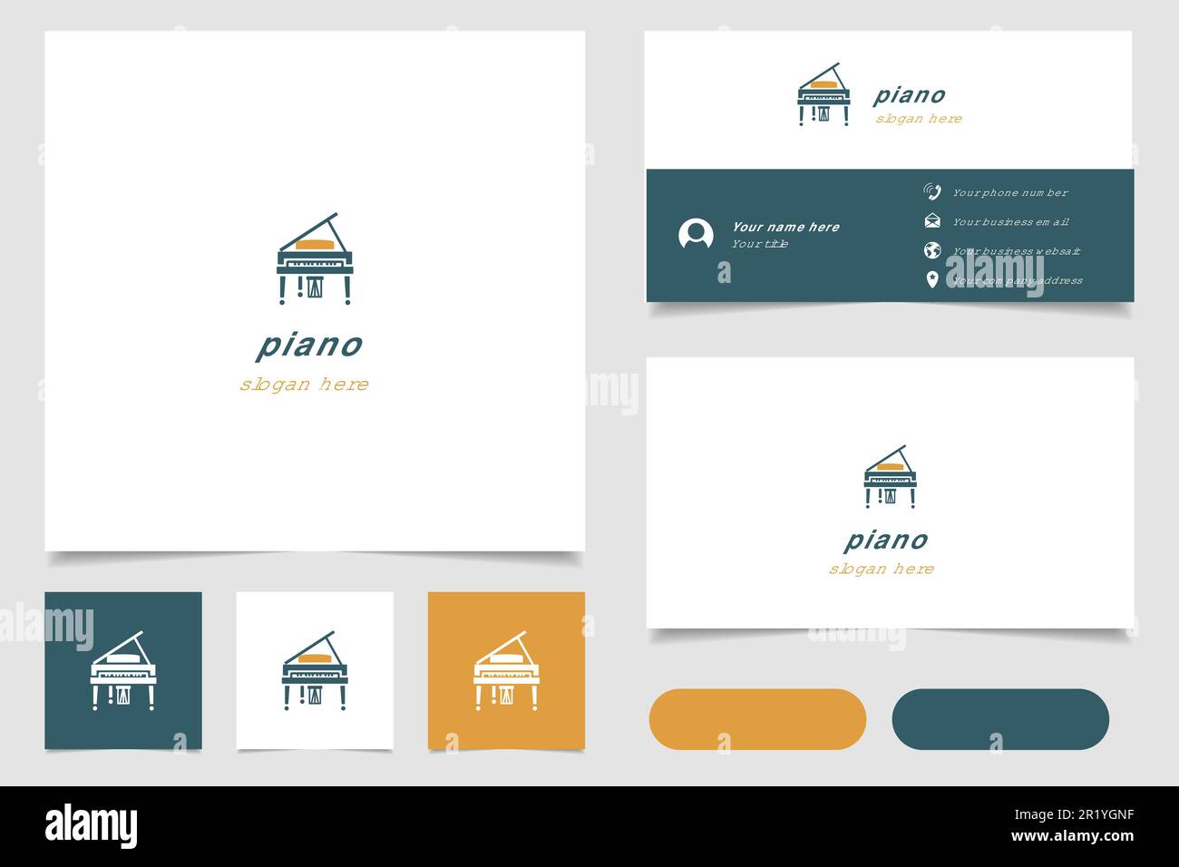 Piano logo design with editable slogan. Branding book and business card ...