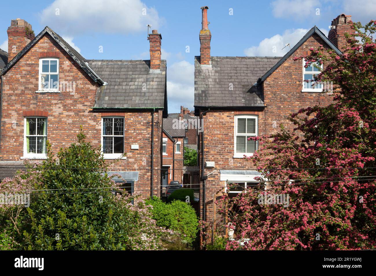 Victorian semidetached houses in the suburb of Chorlton, Manchester