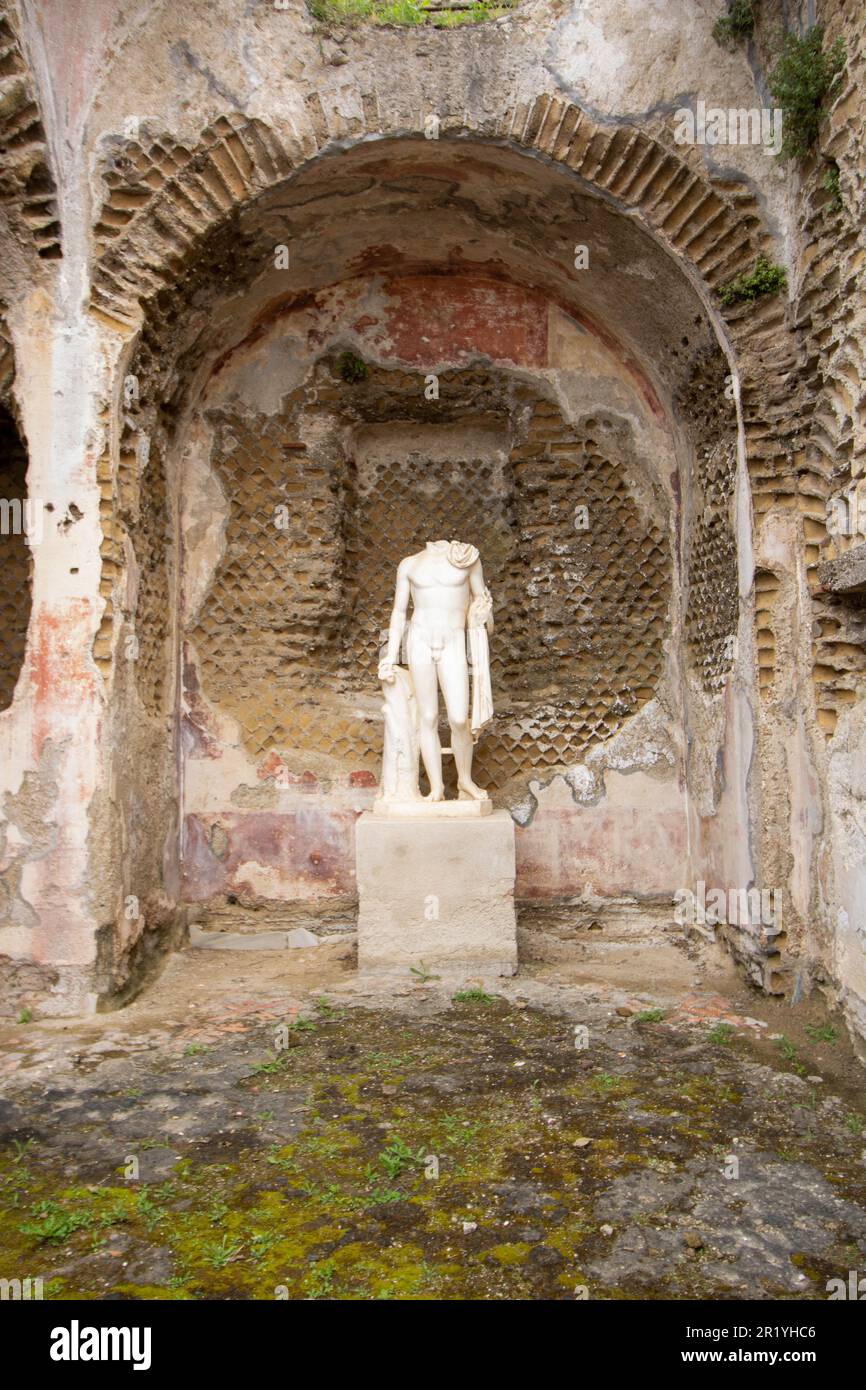 statue representing Mercurius in Bath of Baia archaeological park, Baia, Naples, Italy Stock Photo