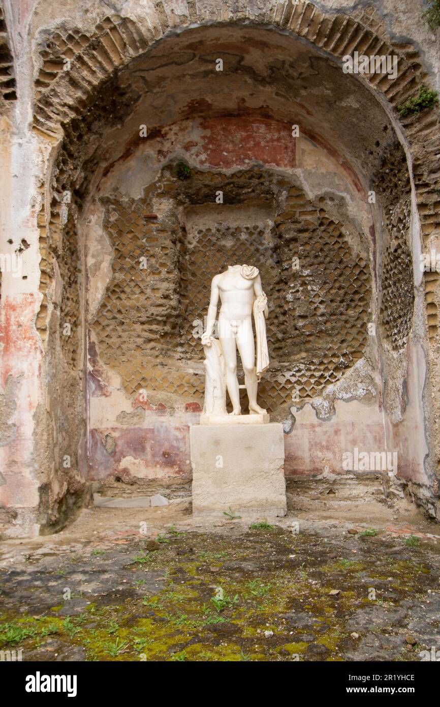 statue representing Mercurius in Bath of Baia archaeological park, Baia, Naples, Italy Stock Photo