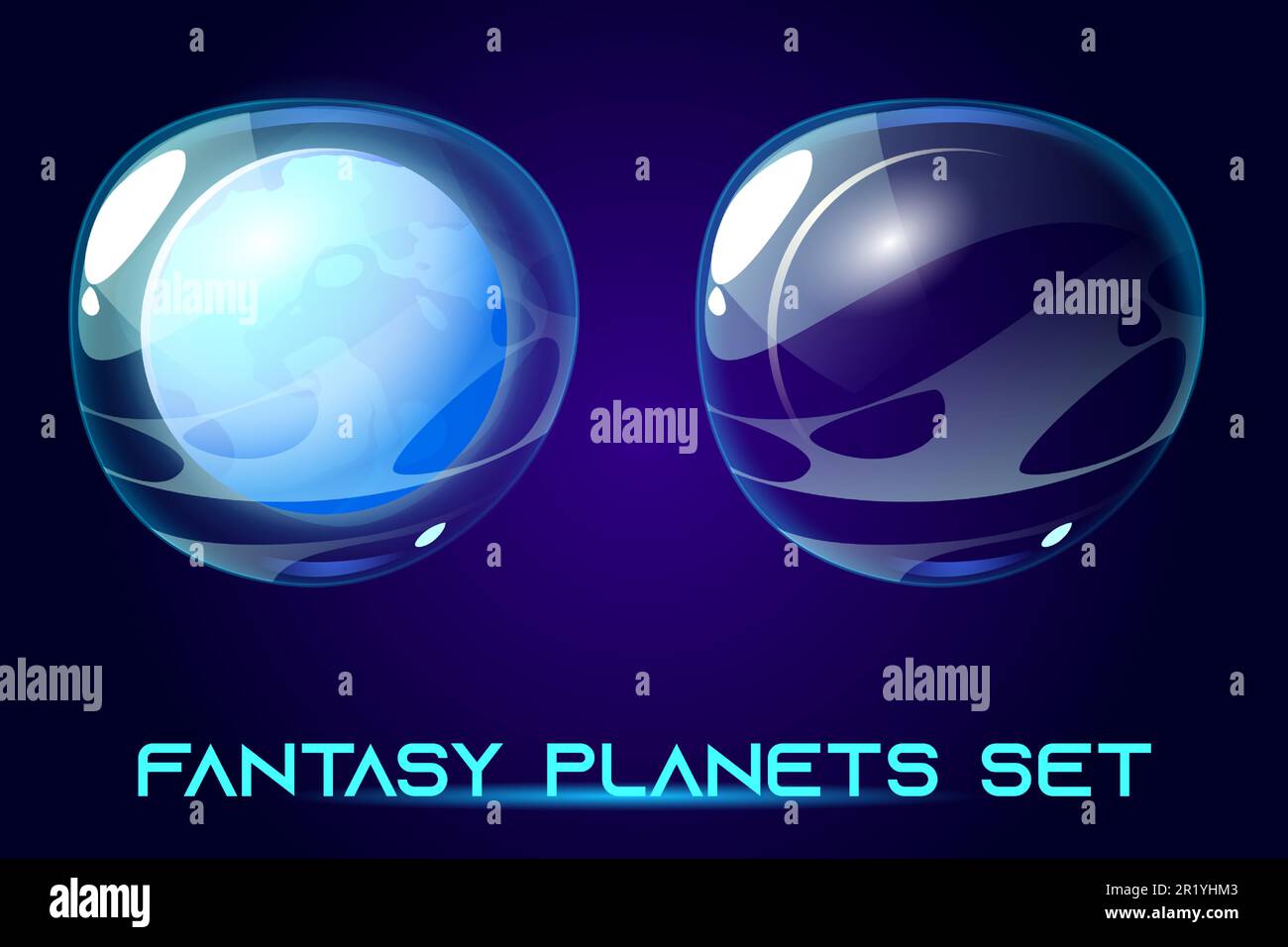 Fantasy space planets set for ui galaxy game. Vector cartoon icons of ...