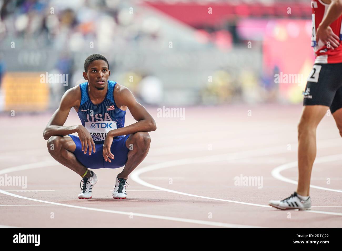 Nathan Strother running the 400m at the 2019 World Athletics