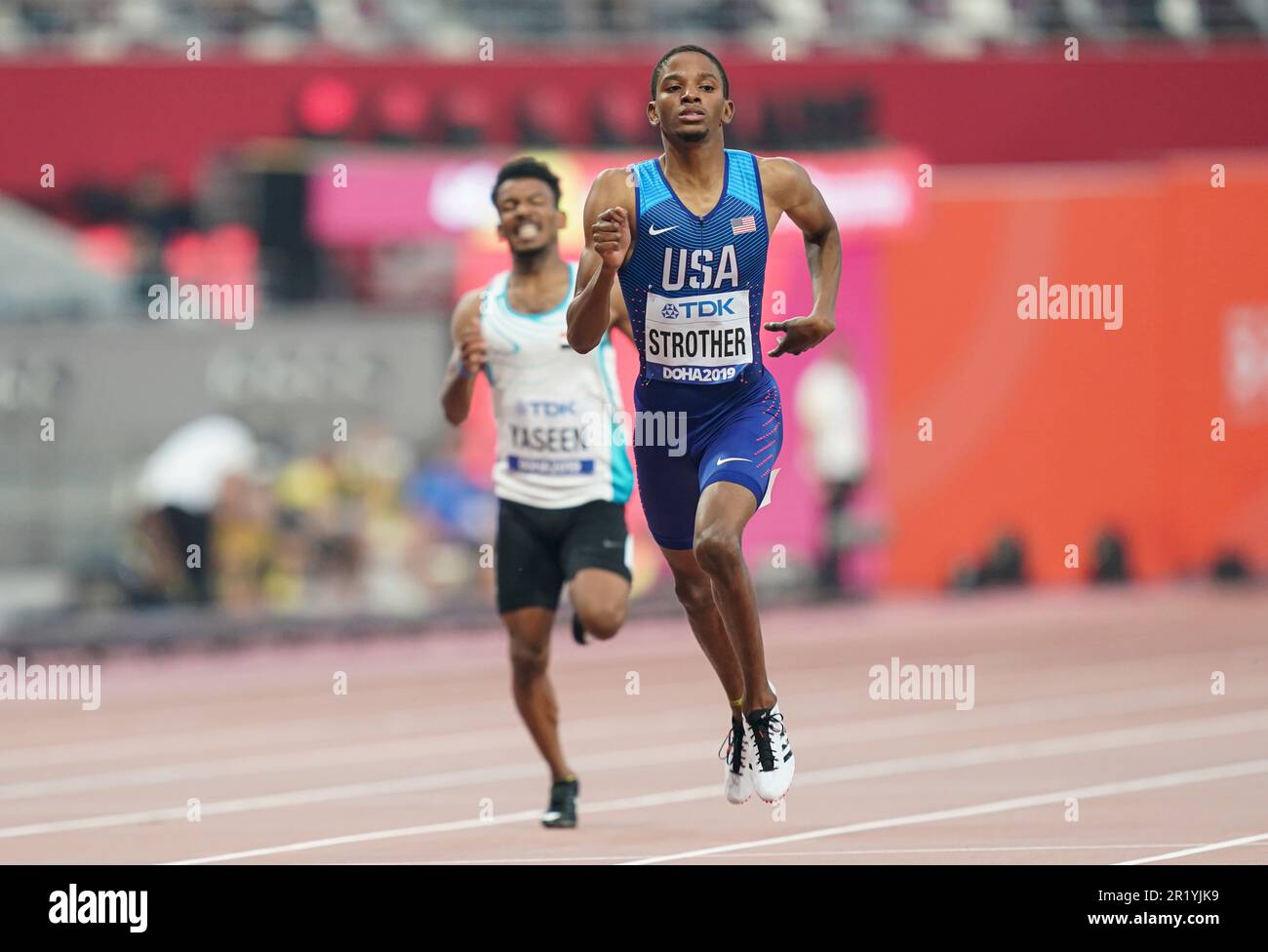 Nathan Strother running the 400m at the 2019 World Athletics