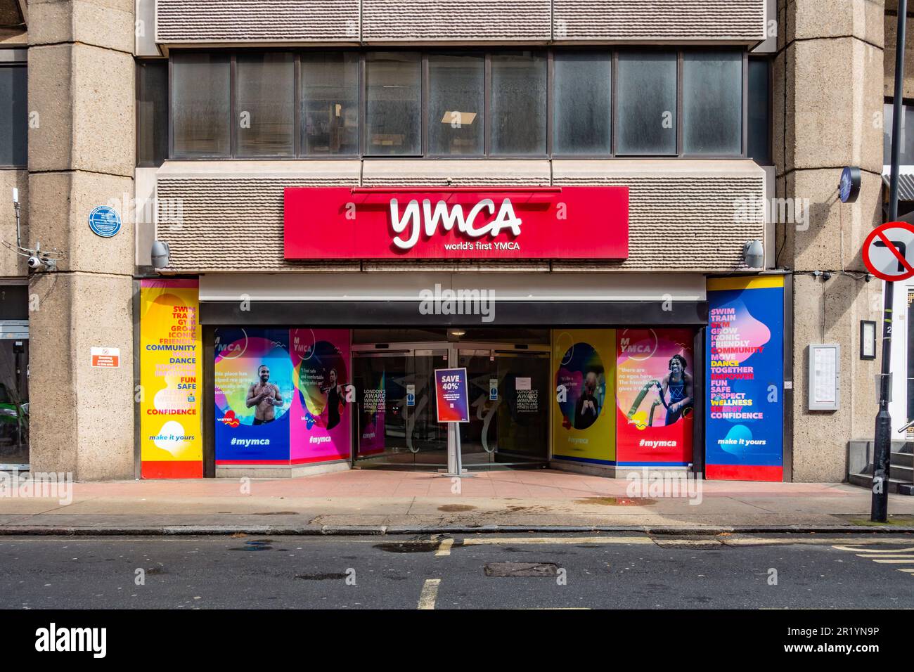 Front facade of the YMCA Club on Russel Street in London, UK Stock Photo