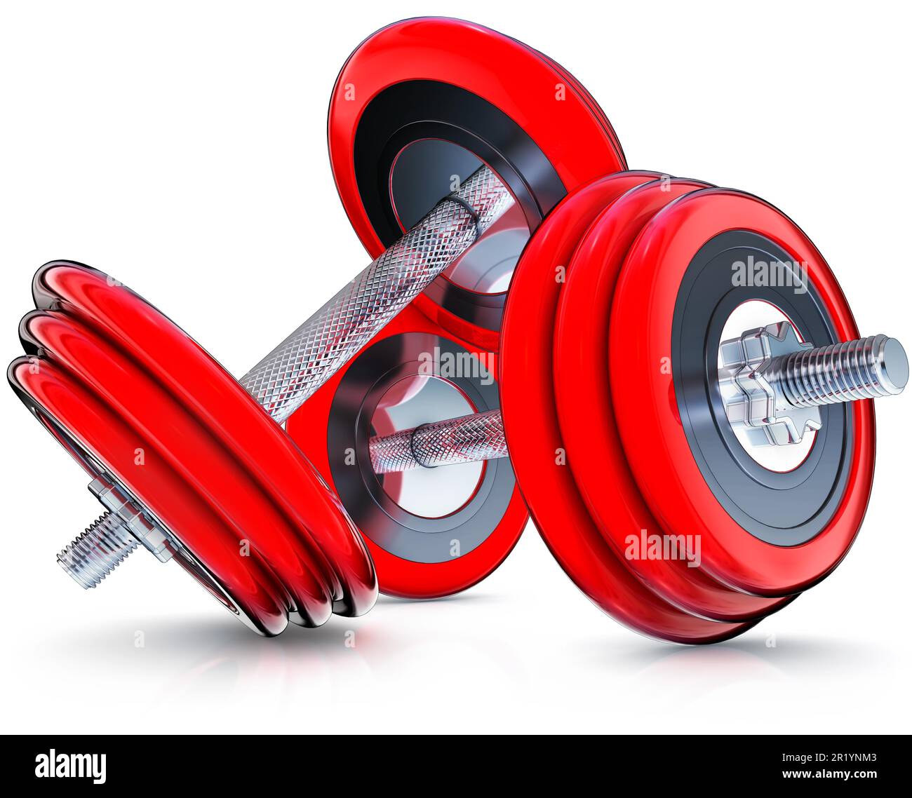 high resolution rendering of red dumb bells Stock Photo