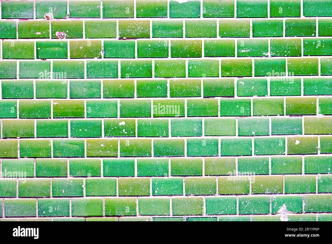 Background from a green tile wall Stock Photo