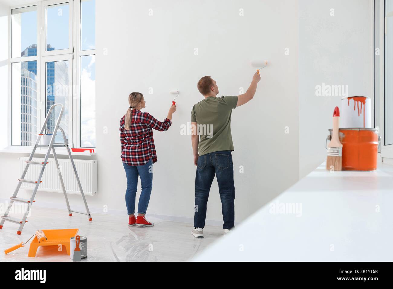 Photo inspiration: Low Maintenance Apartment Painting Reference: DIY Maintenance Painting Couple Hi Res Stock Photography And Images