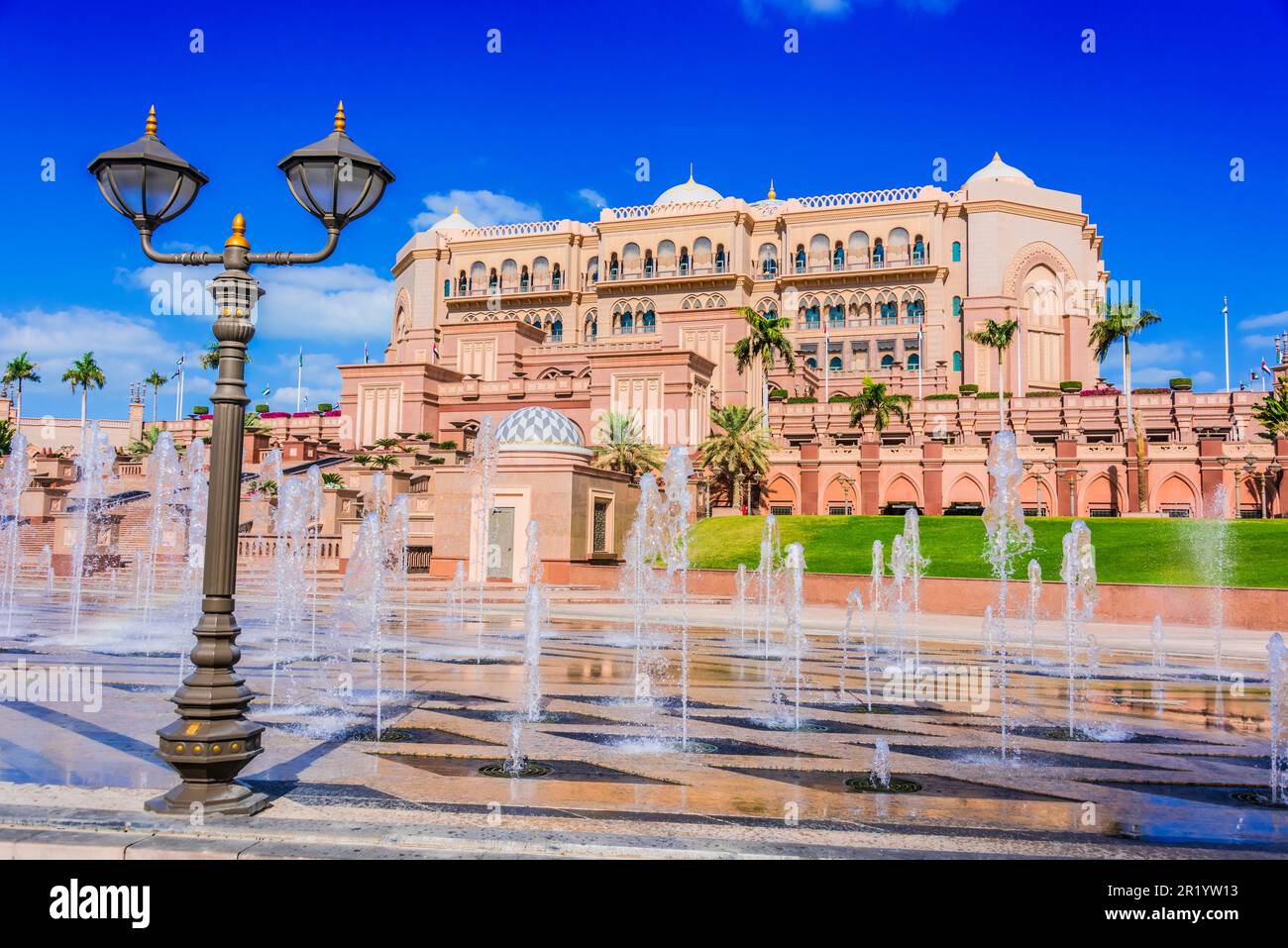 ABU DHABI, UNITED ARAB EMIRATES - FEB 13, 2019: Emirates Palace, luxury five star hotel in Abu Dhabi, United Arab Emirates operated by Kempinski Stock Photo