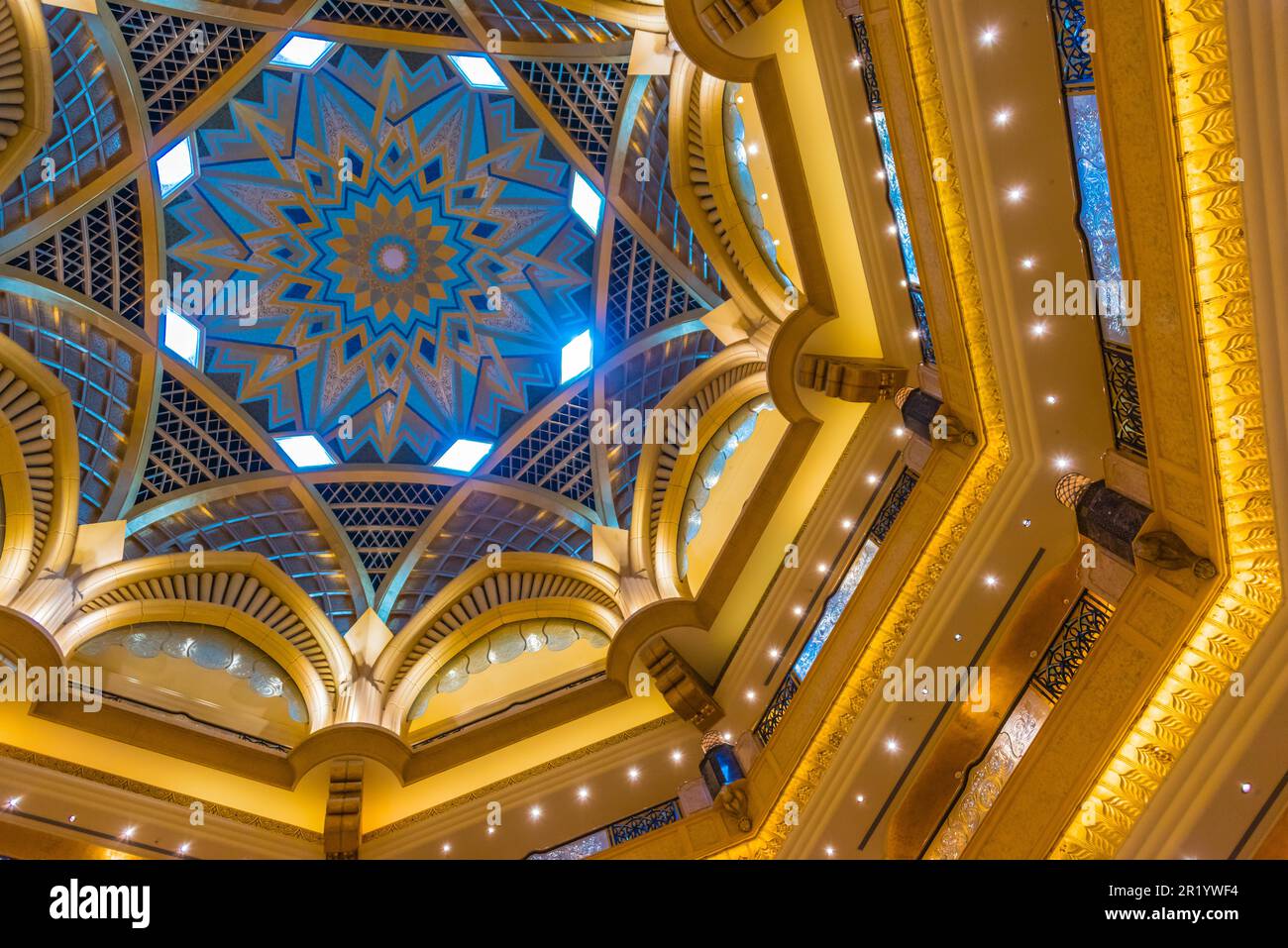 ABU DHABI, UNITED ARAB EMIRATES - FEB 13, 2019: Interior of Emirates Palace, luxury five star hotel in Abu Dhabi, United Arab Emirates operated by Stock Photo