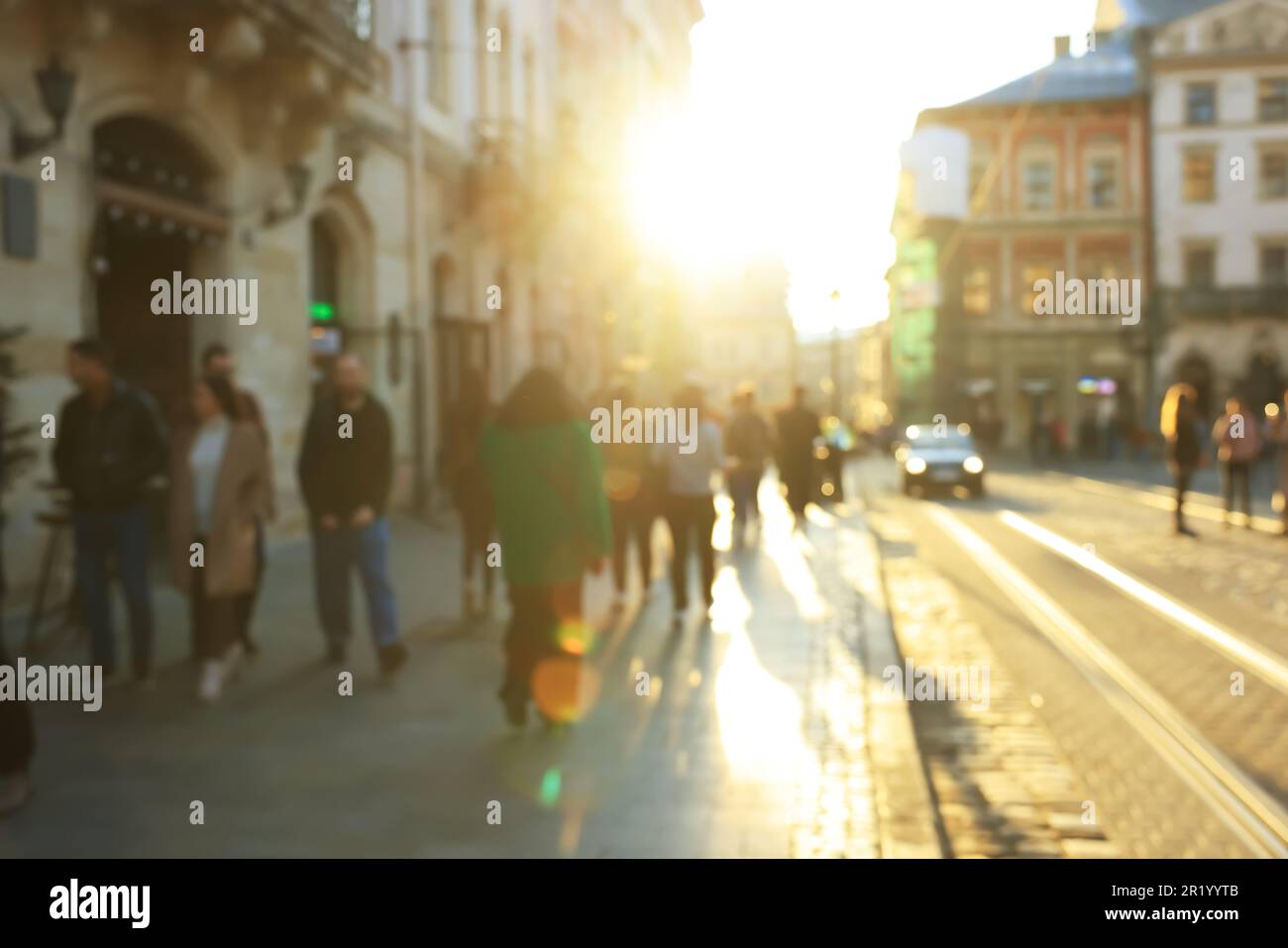 Defocused street scene sidewalk cars hi-res stock photography and ...