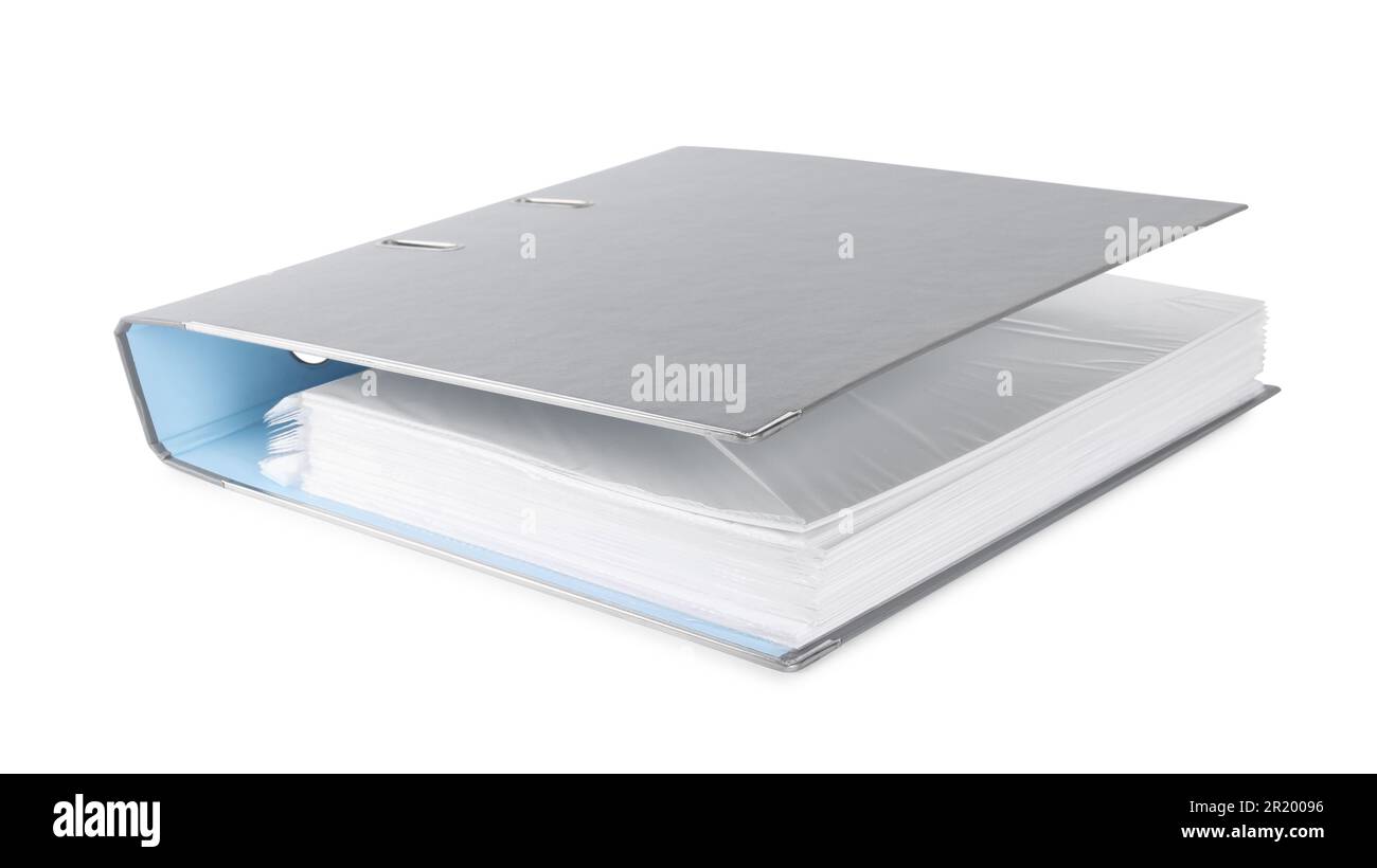 One grey office folder isolated on white Stock Photo - Alamy