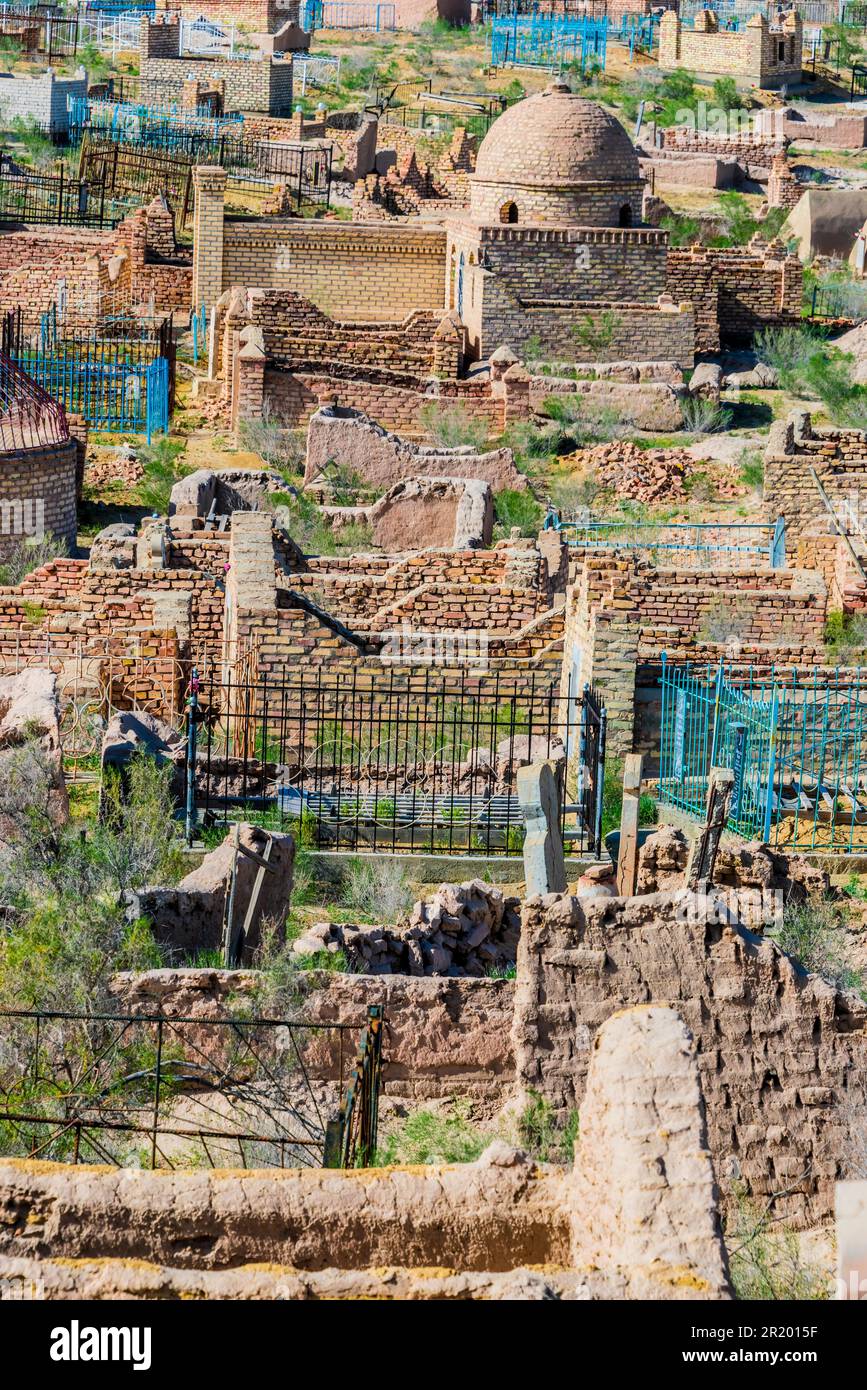 Historical Mizdakhan Necropolis around the city of Nukus in Uzbekistan Stock Photo