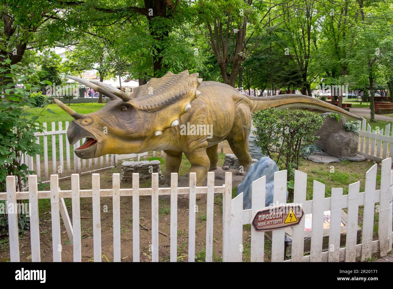 Anomatronic or robotic Triceratop dinosaur Stock Photo